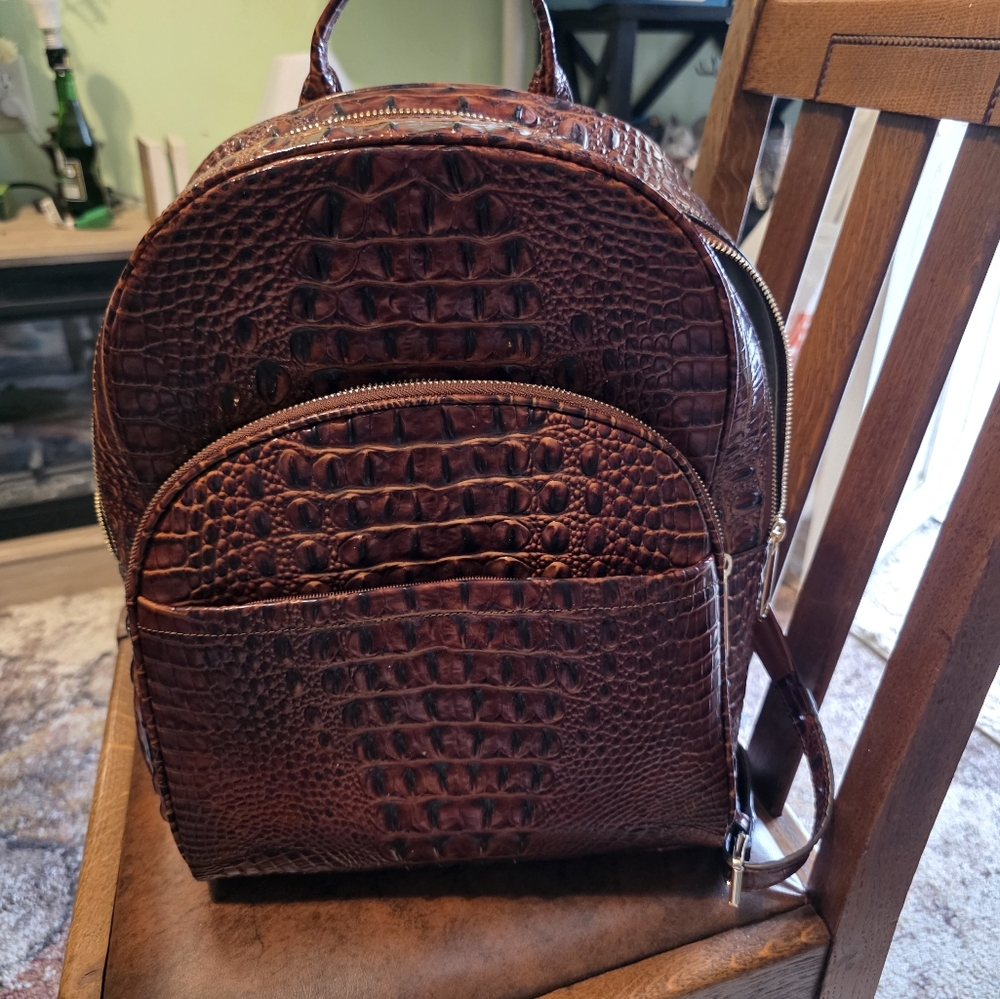 Brahmin Brown Crocodile Embossed Handbag